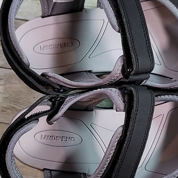 Lands’ End All Weather Sandals Grey/Black Size 10B - Picture 6 of 8